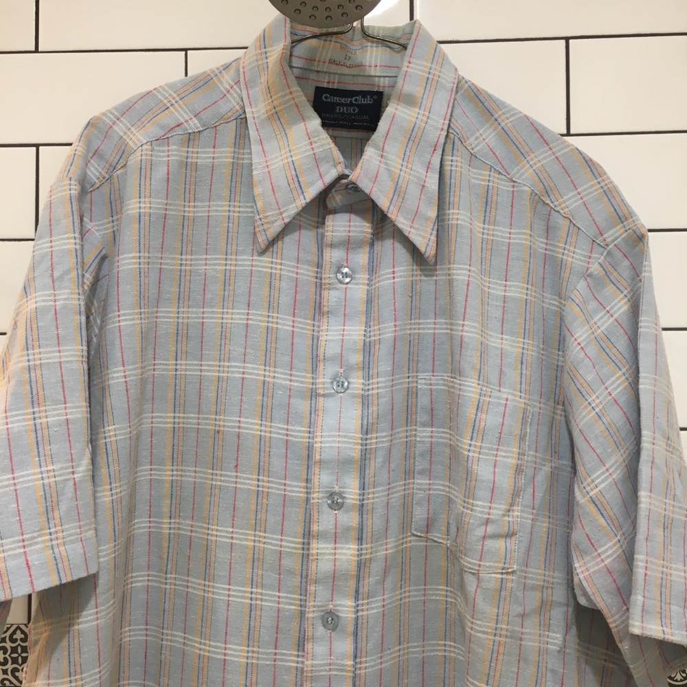 Vintage 70’s✨🌟 plaid short sleeve button up